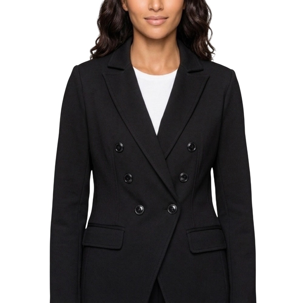 Crystal Kobe Womens Black Double Breasted Ponte Knit Blazer Jacket NWT Size M